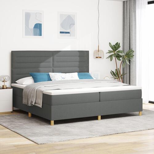 Box Spring Seng med Madras Mørkegrå 200x200 cm Stof