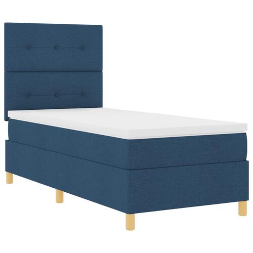 Box Spring Seng med Madras Blå 100x200 cm Stof