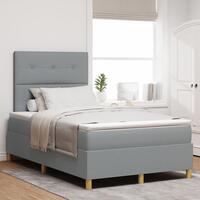 Boxspring Seng med Madras Lys Grå 120x200 cm Stof