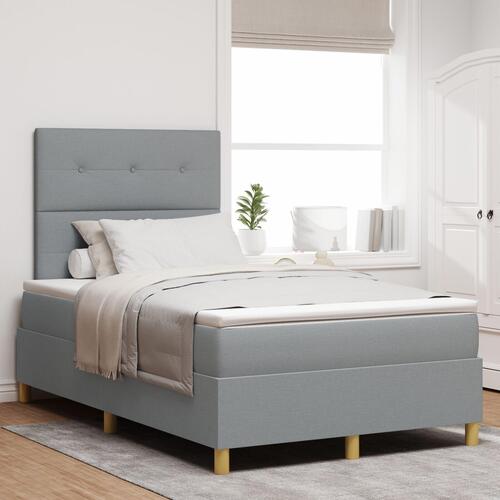 Boxspring Seng med Madras Lys Grå 120x200 cm Stof
