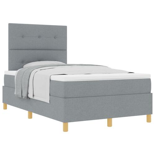 Boxspring Seng med Madras Lys Grå 120x200 cm Stof