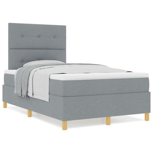 Boxspring Seng med Madras Lys Grå 120x200 cm Stof