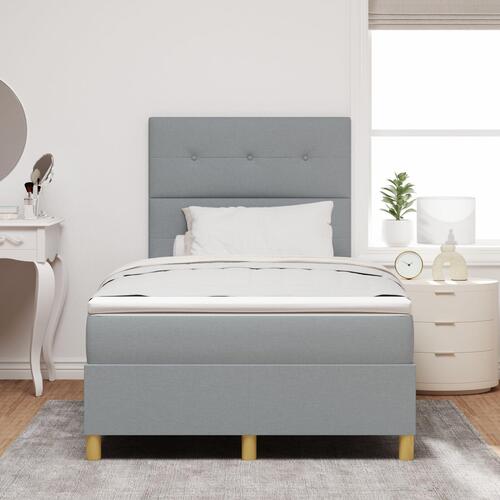 Boxspring Seng med Madras Lys Grå 120x200 cm Stof