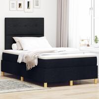 Boxspring Seng med Madras Sort 120x200 cm Stof