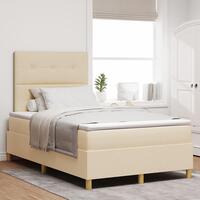 Box Spring Seng med Madras Creme 120x200 cm Stof