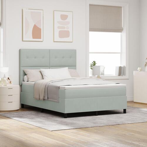Boxspring Seng med Madras Lys Grå 140x200 cm Fløjl