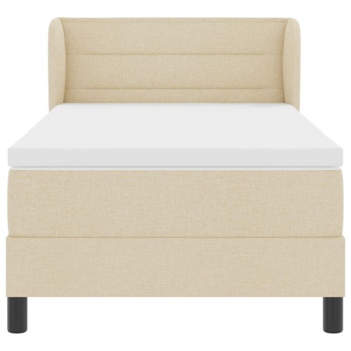 Seng med madras Creme Stof 100 x 200 cm Sengemadras Rektangulær