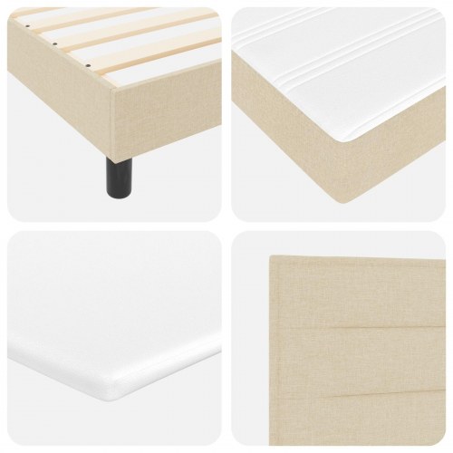 Seng med madras Creme Stof 100 x 200 cm Sengemadras Rektangulær