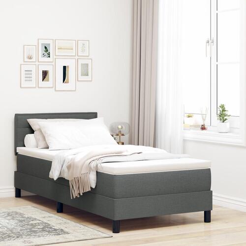 Sengestel med Madras Grå Stof 100 x 200 cm Box Spring Seng