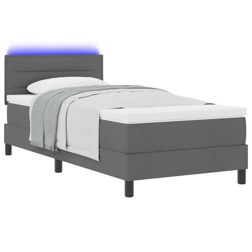 Sengestel med Madras Grå Stof 100 x 200 cm Box Spring Seng