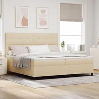 Sengestel med madrass Beige Stof 200 x 200 cm Sengemadras