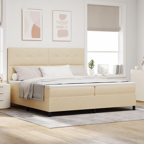 Sengestel med madrass Beige Stof 200 x 200 cm Sengemadras