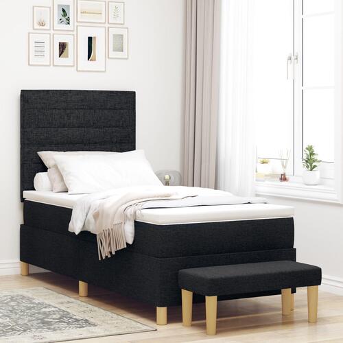 Sengeramme med Madras Sæt af 2 Sort Stof 100 x 200 cm