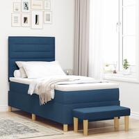 Senge ramme med madras Sæt af 2 Blå Stof 100 x 200 cm Seng