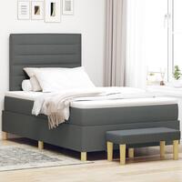 Senge ramme med madras Sæt af 2 Mørk grå Stof 120 x 200 cm