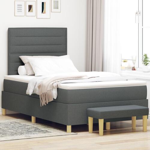 Senge ramme med madras Sæt af 2 Mørk grå Stof 120 x 200 cm