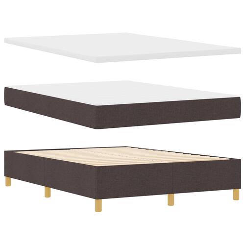 Box Spring Seng med Madras & Bænk Mørkebrun 160x200 cm Stof