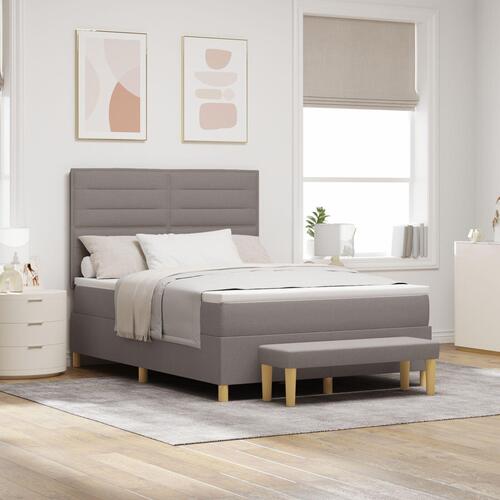 Boxspring-Seng med Madras & Bænk Taupe 160x200 cm Stof