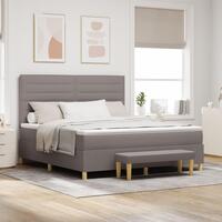Box Spring Seng med Madras & Bænk Taupe 180x200 cm Stof