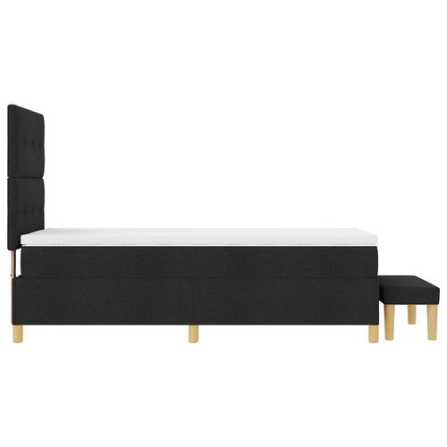 Boxspring Seng med Madras & Bænk Sort 100x200 cm Stof