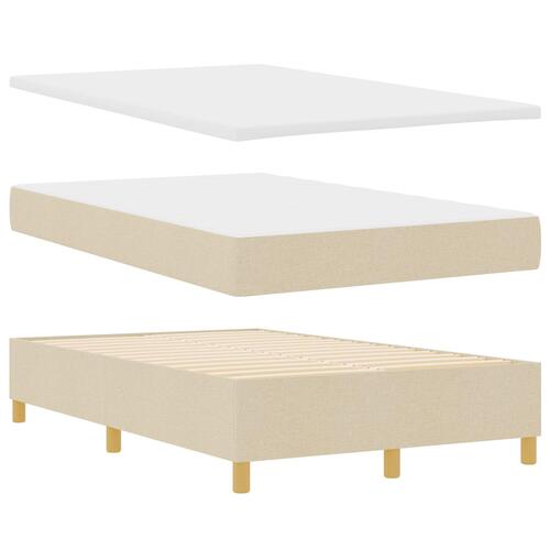 Boxspring Seng med Madras & Bænk Creme 120x200 cm Stof