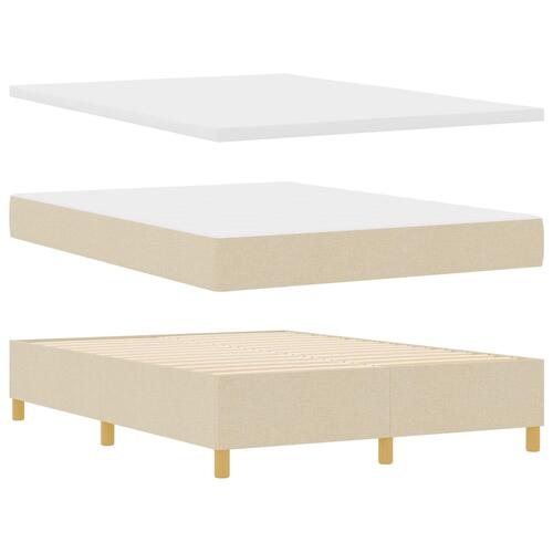 Box Spring Seng med Madras & Bænk Cremefarvet 160x200 cm Stof