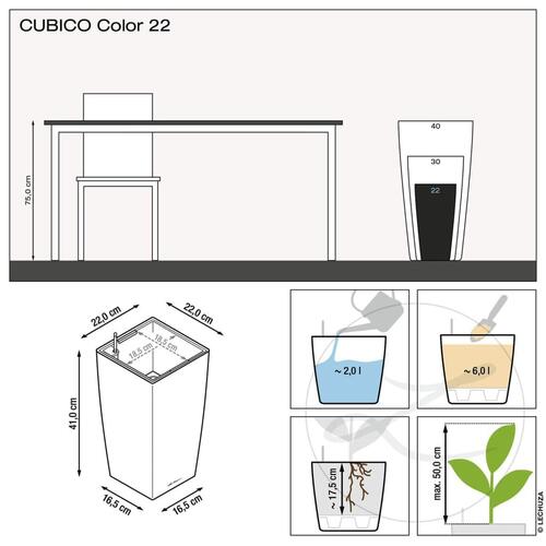 LECHUZA plantekrukke CUBICO Color 22 ALL-IN-ONE skifergrå