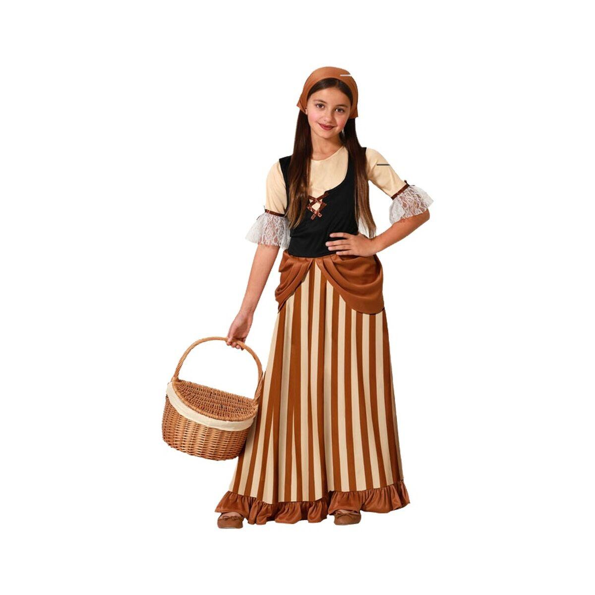 Børnekostume - Stuepige/bondepige, brun, str. 5-6 år