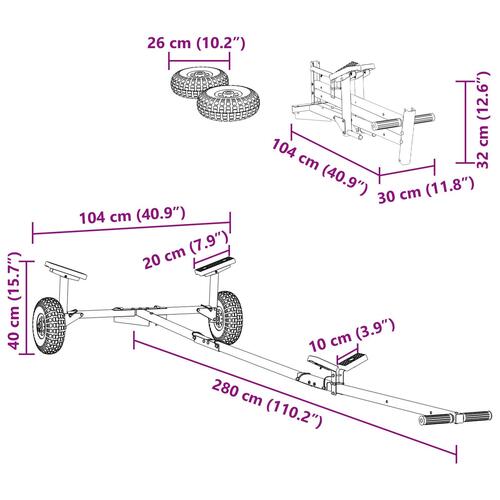 Bådtrailer med 2 Hjul - Foldbar og Justerbar - 160 kg Stål