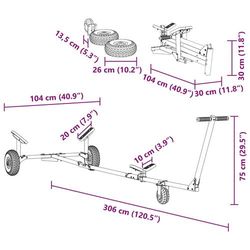 Bådtrailer med 3 Hjul - Sammenfoldelig og Justerbar, 160 kg Stål