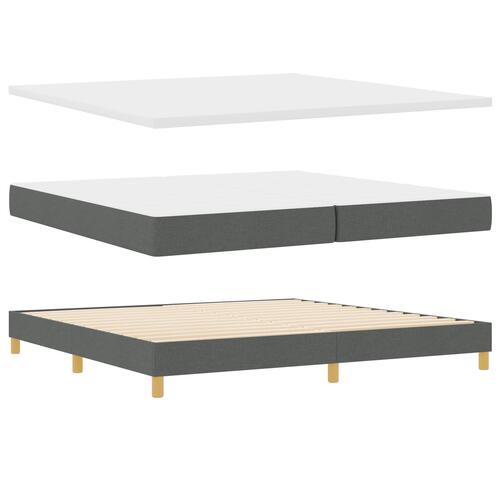 Box Fjeder Senge med Madras & Bænk Mørkegrå 200x200 cm Stof