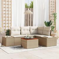 Have Sofa Sæt Sæt af 5 Beige og creme Poly Rattan, Polyester, Stål