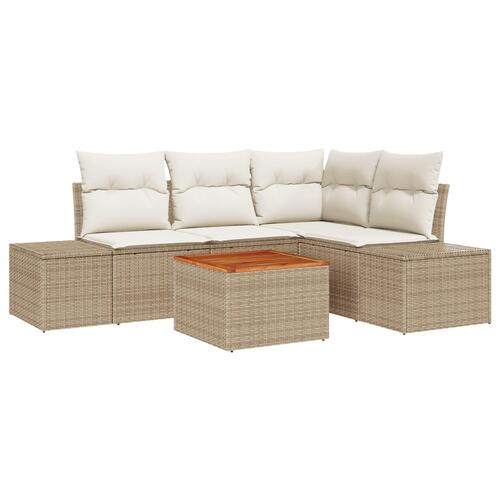 Have Sofa Sæt Sæt af 5 Beige og creme Poly Rattan, Polyester, Stål