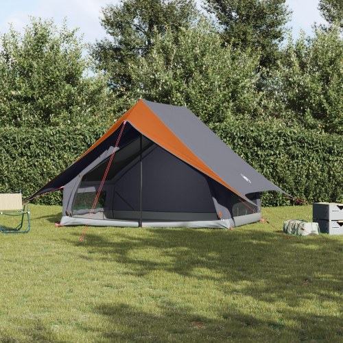 Camping Telt 5-Person Grå og Orange Polyester, Glasfiber 5-person