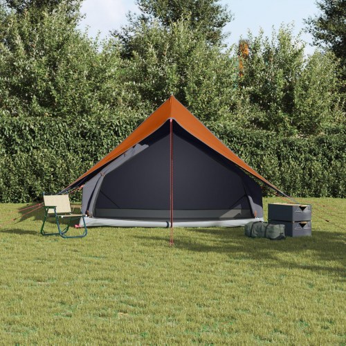 Camping Telt 5-Person Grå og Orange Polyester, Glasfiber 5-person