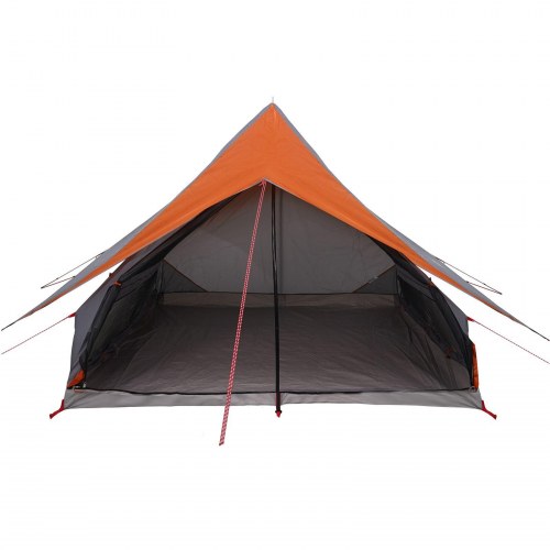 Camping Telt 5-Person Grå og Orange Polyester, Glasfiber 5-person