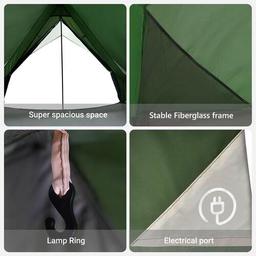 7-Personers Camping Telt Grøn Polyester, Stål 7-personers