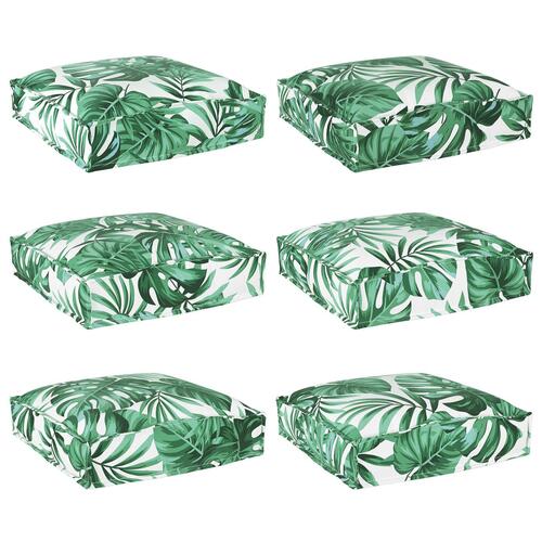 Udendørs Pude Sæt af 6 Bladmønster Polyester 40 x 40 x 8 cm