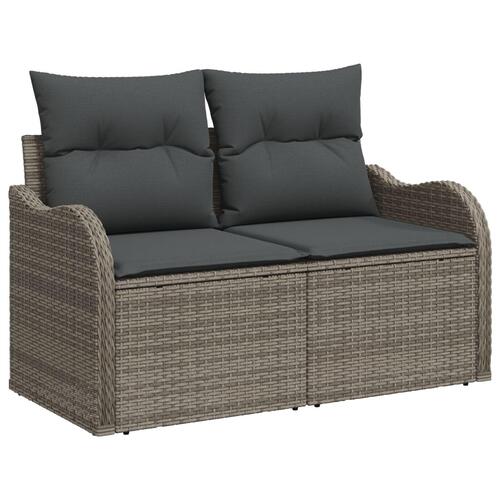 2-personers have sofa med opbevaring og puder grå poly rattan