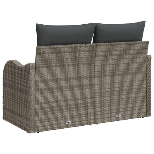 2-personers have sofa med opbevaring og puder grå poly rattan