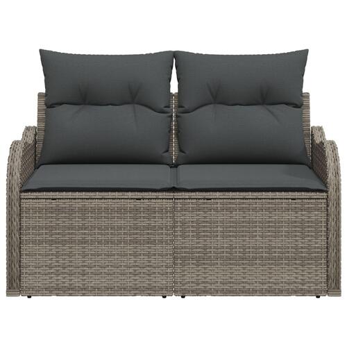 2-personers have sofa med opbevaring og puder grå poly rattan