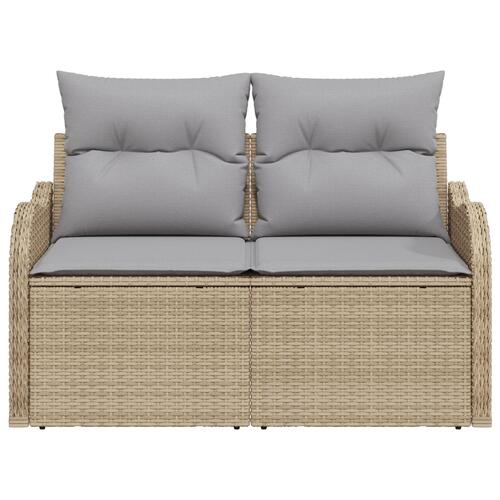 2-personers have sofa med opbevaring og puder beige poly rattan
