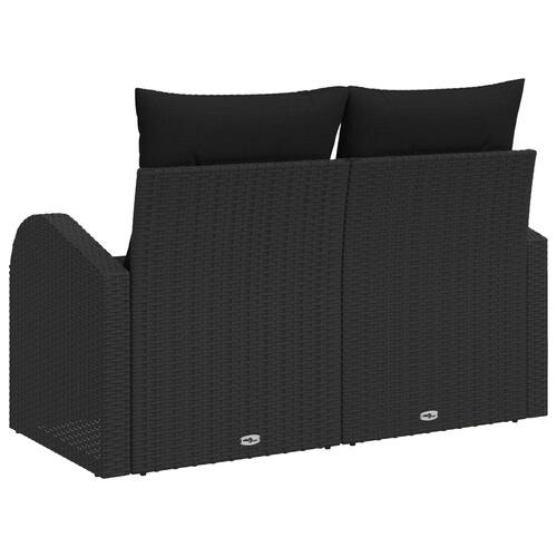 2-personers have-sofa med puder sort poly rattan