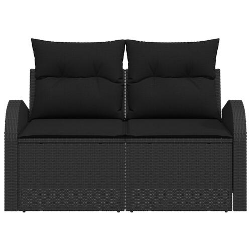 2-personers have-sofa med puder sort poly rattan