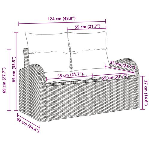 2-personers have-sofa med puder sort poly rattan