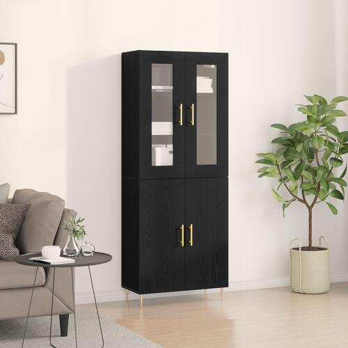 Højskab Sort Eg 69.5x34x180 cm Ingeniørtræ