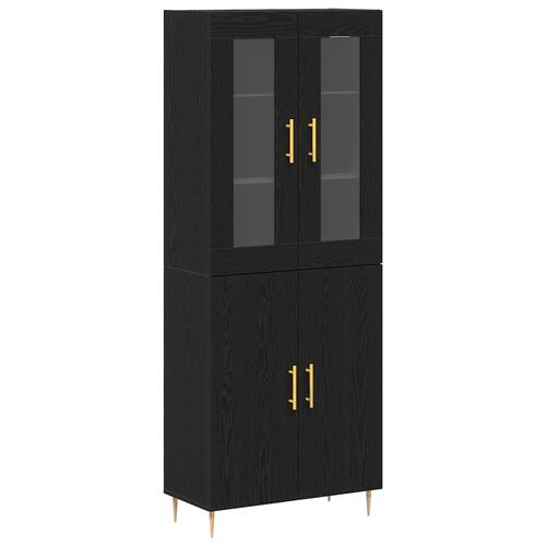Højskab Sort Eg 69.5x34x180 cm Ingeniørtræ
