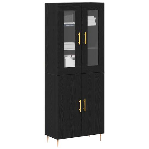 Højskab Sort Eg 69.5x34x180 cm Ingeniørtræ