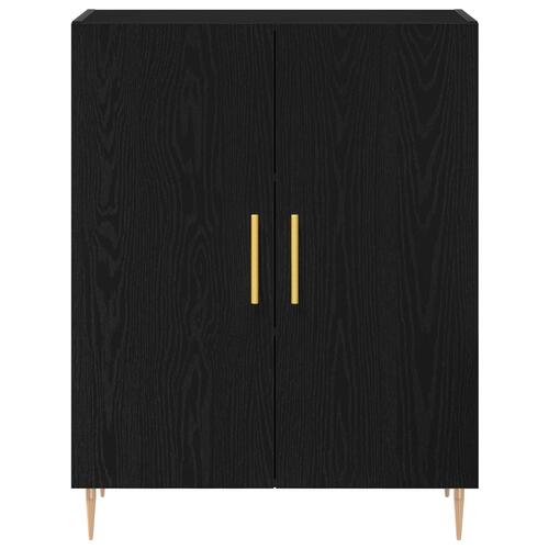 Højskab Sort Eg 69.5x34x180 cm Ingeniørtræ