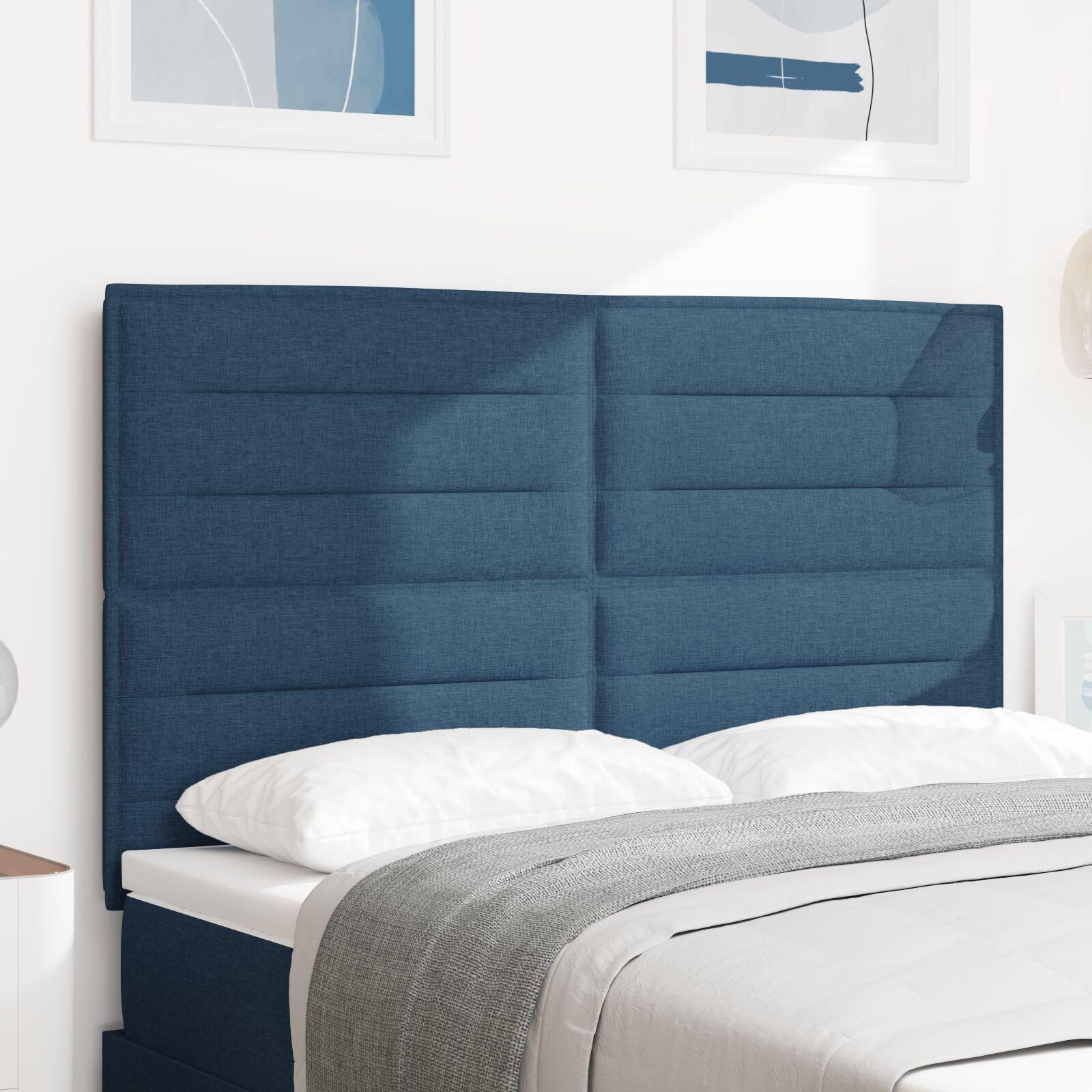 Seng Gavl Linjer Design Blå 160 cm Stof